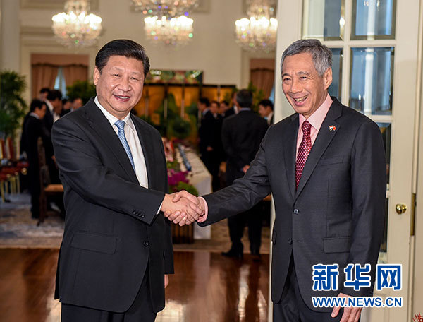 11月7日，國家主席習(xí)近平在新加坡同新加坡總理李顯龍舉行會談。 新華社記者 李學(xué)仁 攝